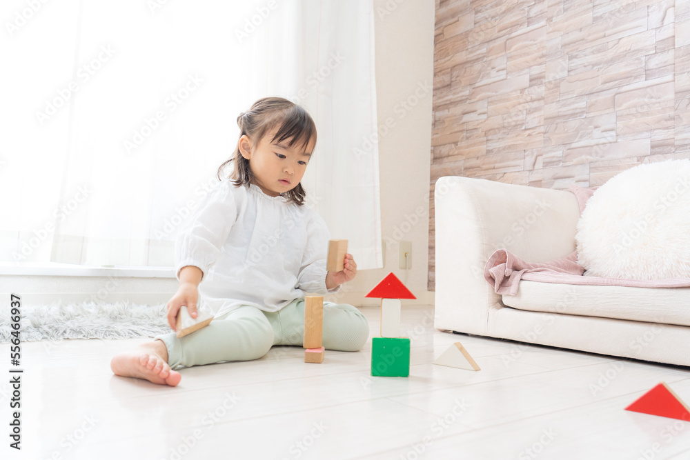 Naklejka premium おもちゃで遊ぶ幼児