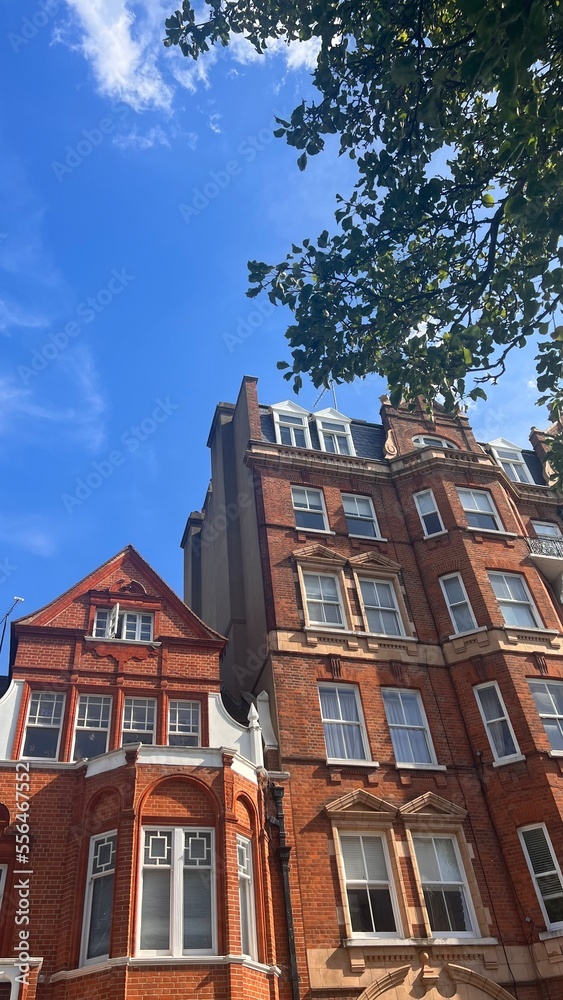 Fototapeta premium Red brick Kensington period building, London, UK