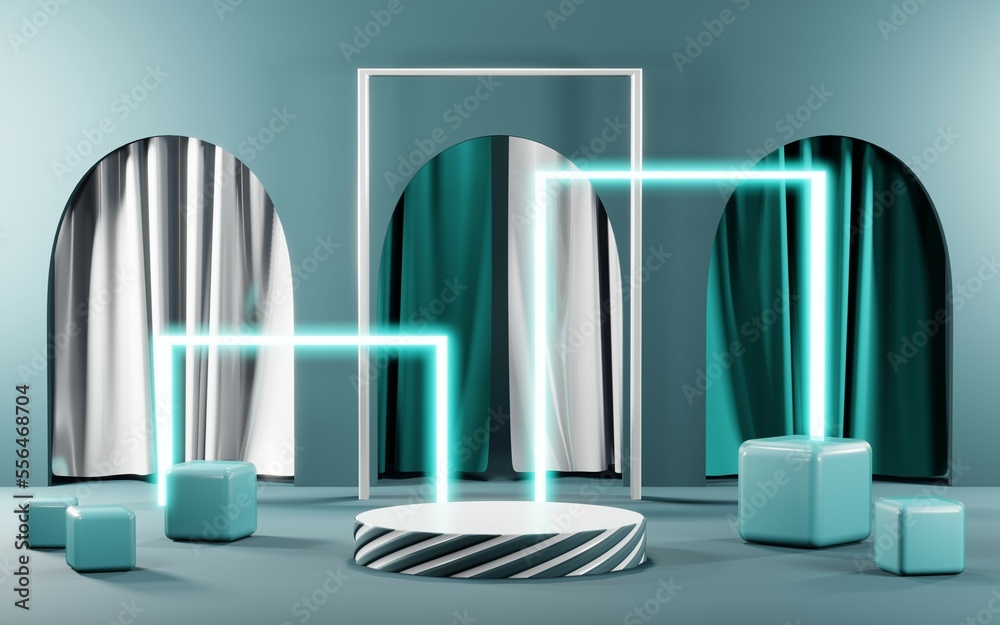3D render of Podium background in blue tones for displaying cream products. cosmetics 3D render of Podium background in blue tones for displaying cream products. cosmetics