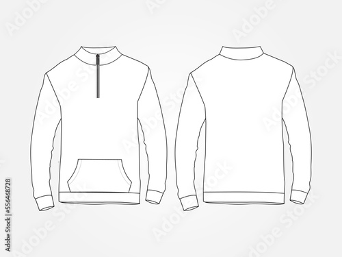 Art illustration design clothes concept fashion wear isolated mock up of jacket track top half zipper