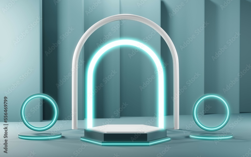 3D render of Podium background in blue tones for displaying cream products. cosmetics 3D render of Podium background in blue tones for displaying cream products. cosmetics