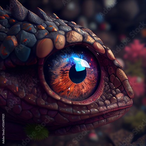 Fantasy Dragon head lizard concept art. Generative AI © Pixel Matrix
