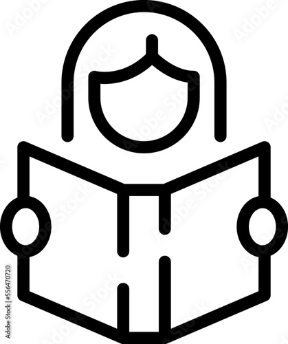 Girl take book icon outline vector. Online learn. Children teaching