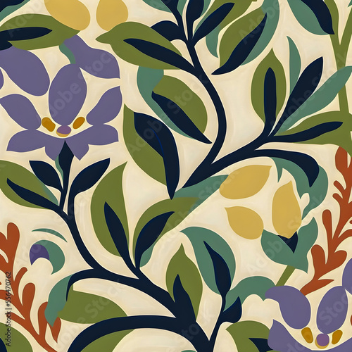 Floral pattern  Flat design style  retro illustration
