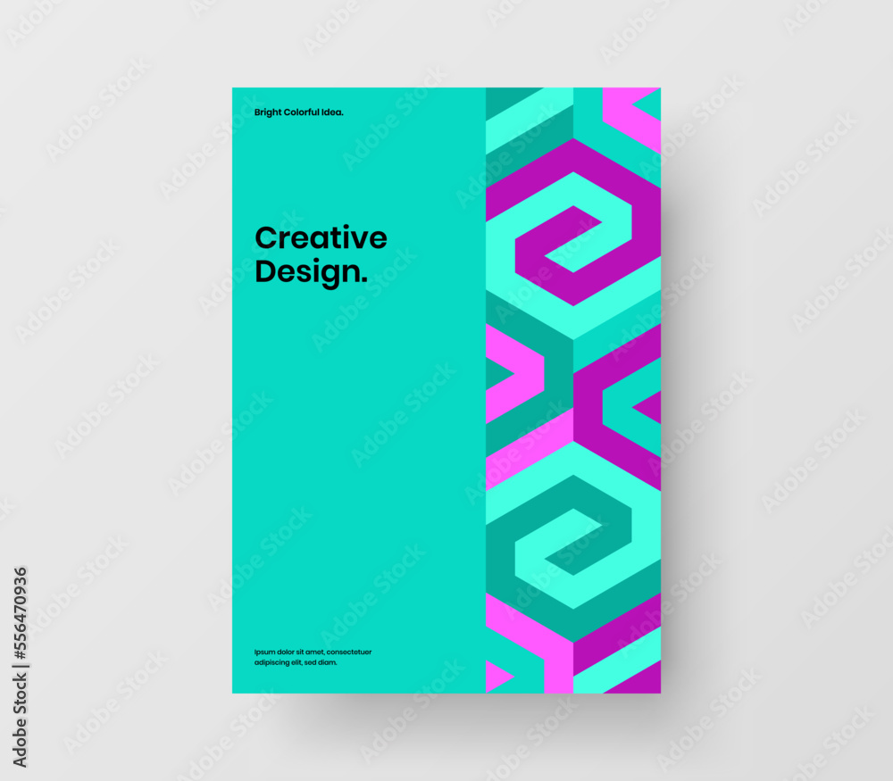Unique company identity A4 vector design template. Minimalistic mosaic tiles handbill illustration.