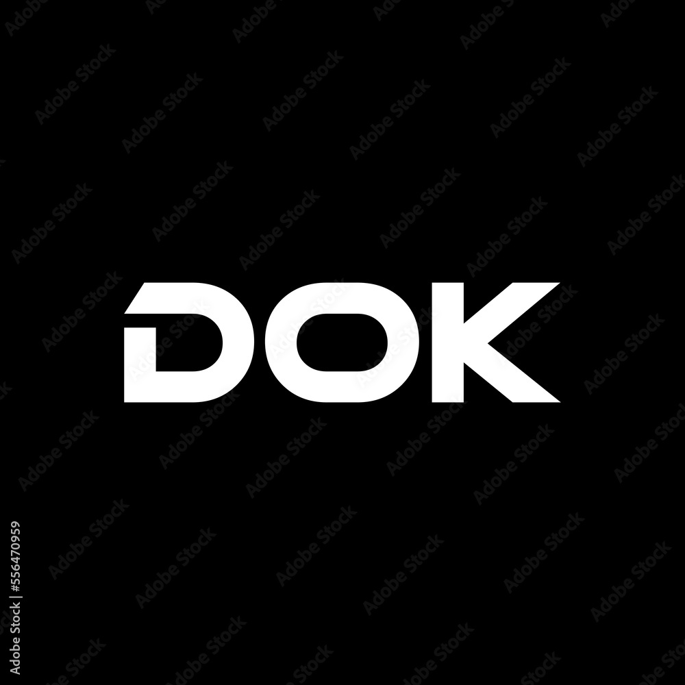 DOK letter logo design with black background in illustrator, vector logo modern alphabet font overlap style. calligraphy designs for logo, Poster, Invitation, etc.