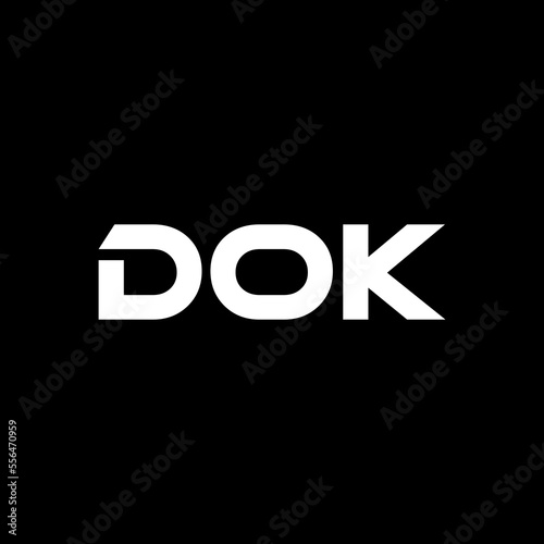 DOK letter logo design with black background in illustrator, vector logo modern alphabet font overlap style. calligraphy designs for logo, Poster, Invitation, etc.