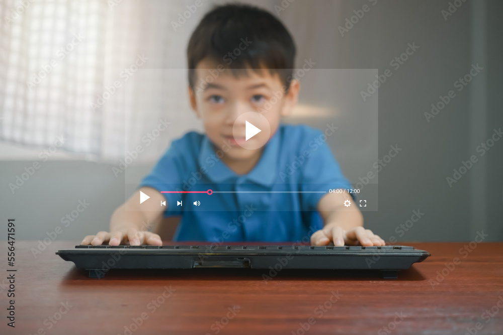 man using  keyboard for streaming online, watching video on internet, live concert, show or tutorial
