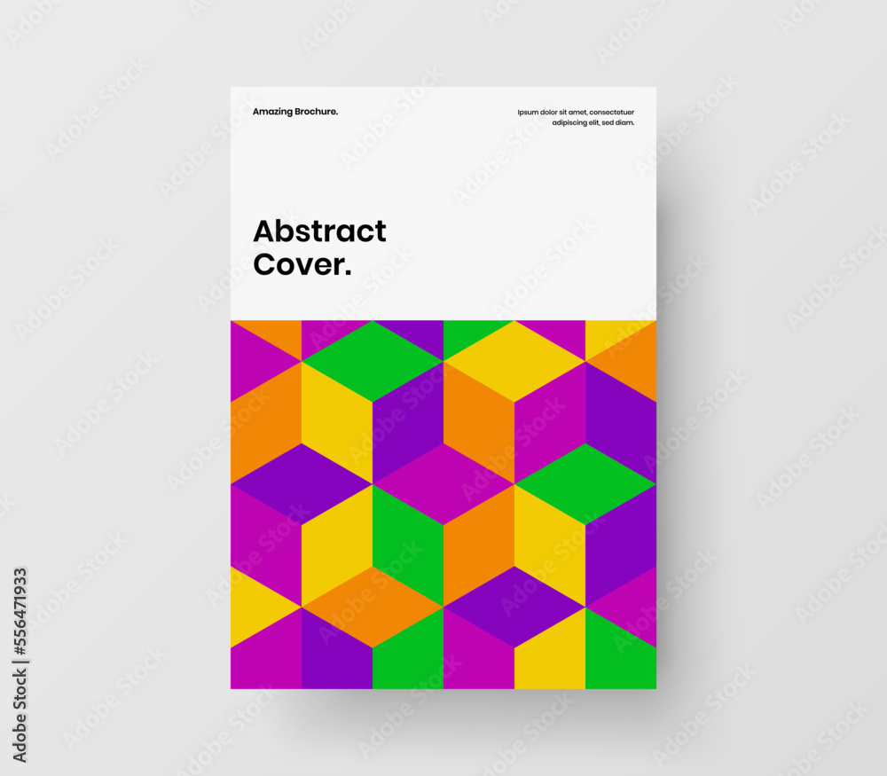 Isolated handbill vector design layout. Creative geometric tiles flyer concept.