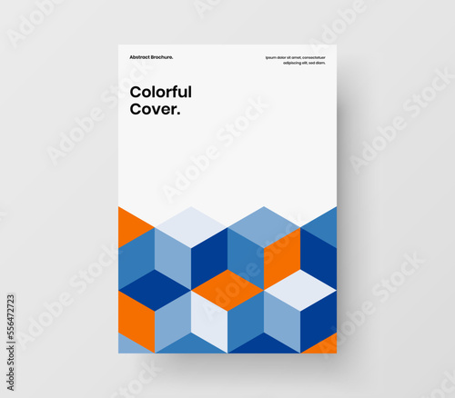 Trendy handbill design vector template. Premium mosaic tiles banner illustration.