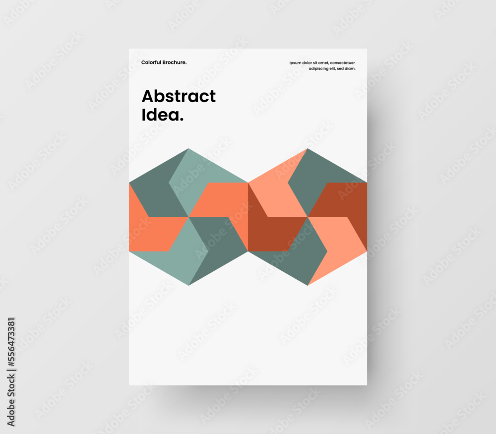 Fototapeta premium Abstract mosaic hexagons booklet illustration. Creative poster A4 vector design template.