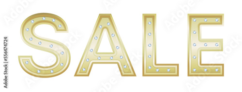 Golden sale inscription with diamonds