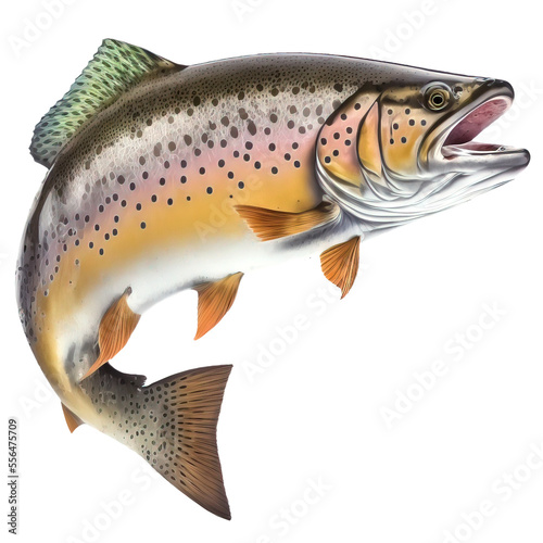 Stunning Trout with Intricate Patterning on Clear Background, png. photo