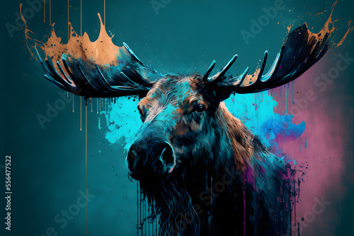 Fotografie, Tablou Illustrative abstract design of a moose