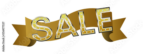 Golden sale inscription with diamonds