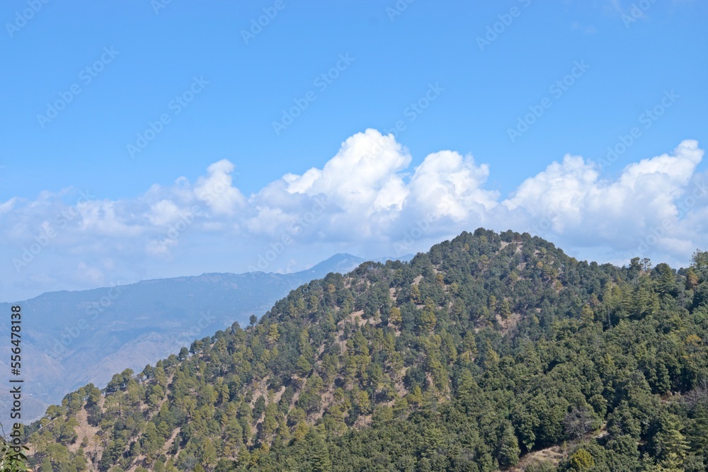 beautiful landscape with clouds in uttrakhand, india