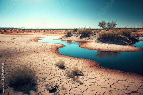 Desertification and Land desertification Dry lake is the process by which vegetation in dry lands due to very hot weather generative ai