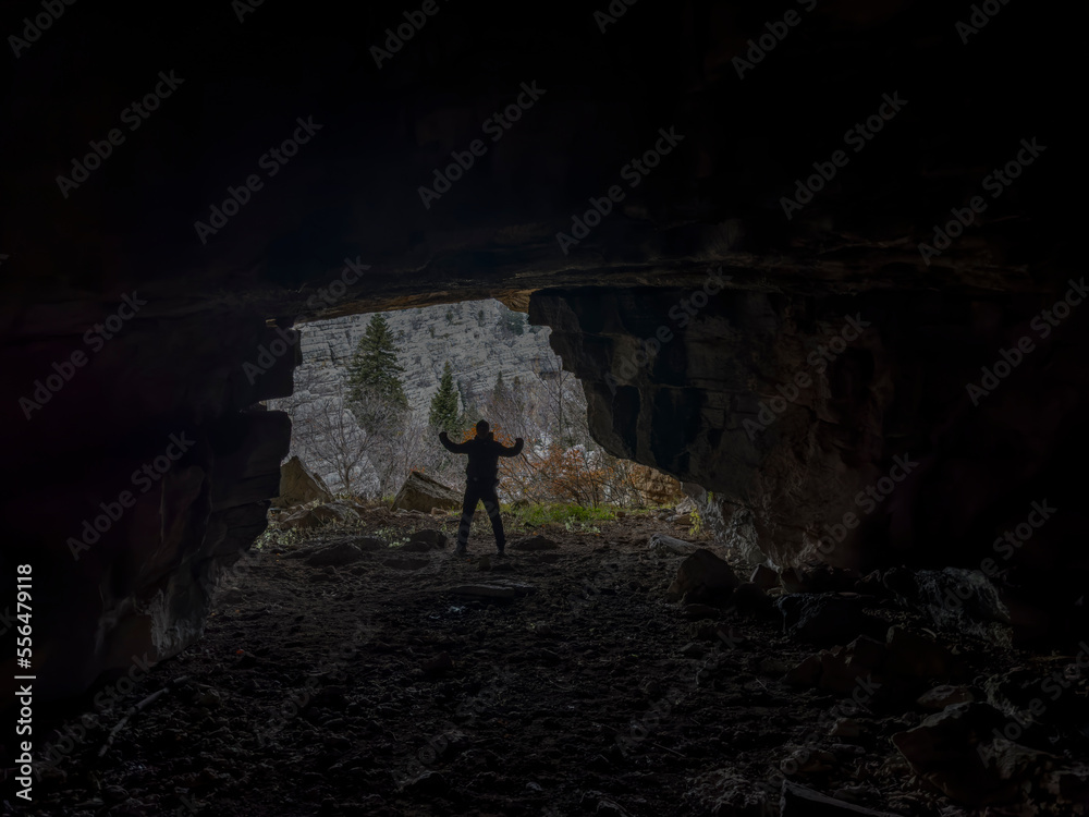 the explorer's journey through the caves and exploring different places