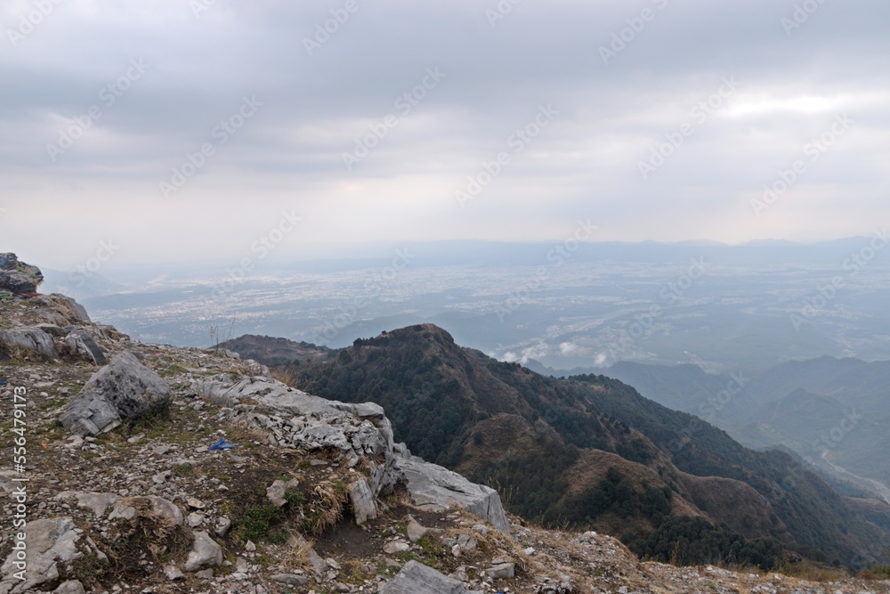 beautiful landscape with clouds in uttrakhand, india