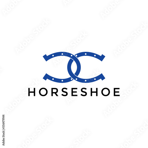 Horseshoe simple logo, horseshoe icon template vector design