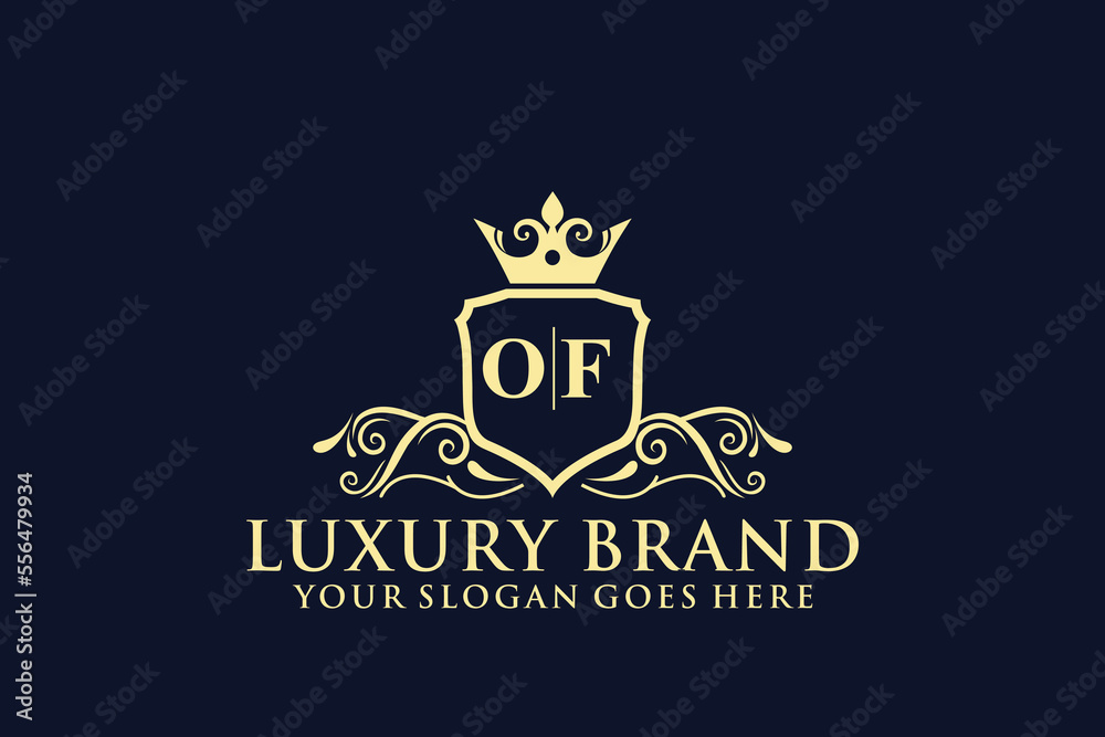 letter Initial OF elegant luxury monogram logo or badge template with ...