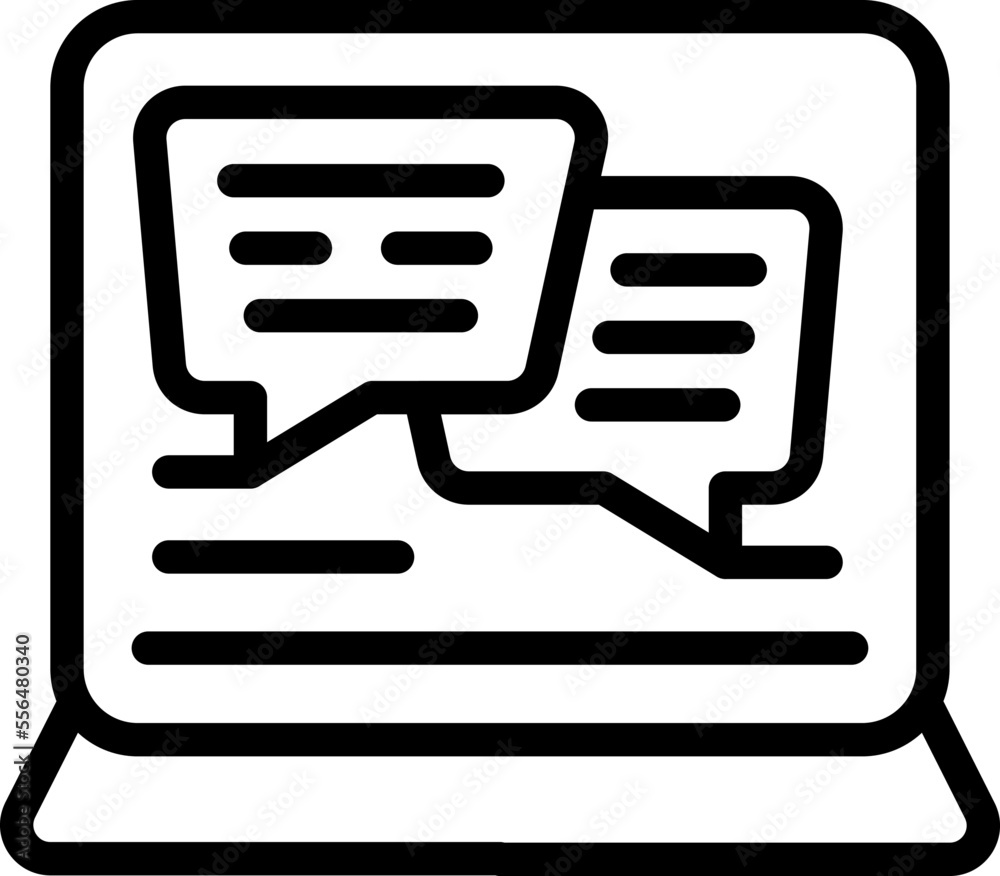 Laptop chat icon outline vector. Club student. Education study Laptop chat icon outline vector. Club student. Education study