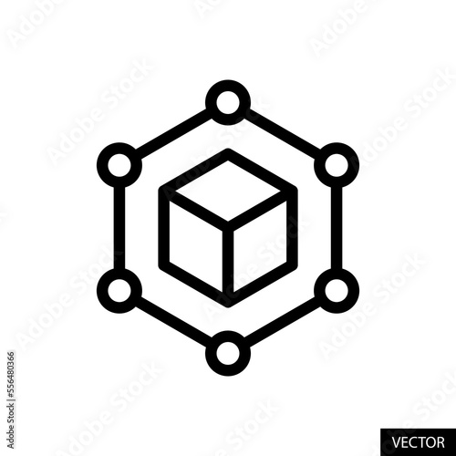Supply chain vector icon in line style design for website, app, UI, isolated on white background. Editable stroke. Vector illustration.
