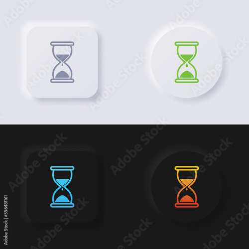 Hourglass icon set, Multicolor neumorphism button soft UI Design for Web design, Application UI and more, Button, Vector.