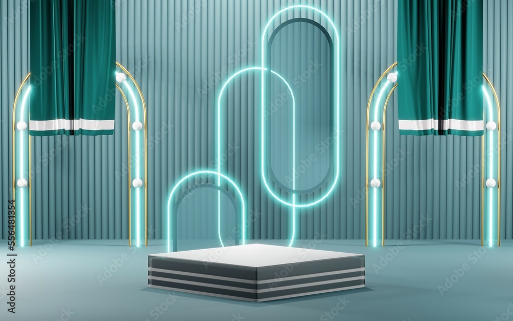 3D render of Podium background in blue tones for displaying cream products. cosmetics 3D render of Podium background in blue tones for displaying cream products. cosmetics
