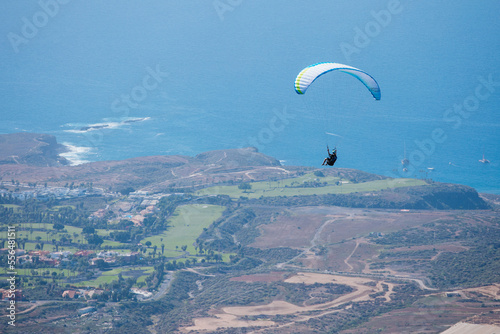 paraglider in the mountains. Paraglider in the sky. Tenerife view