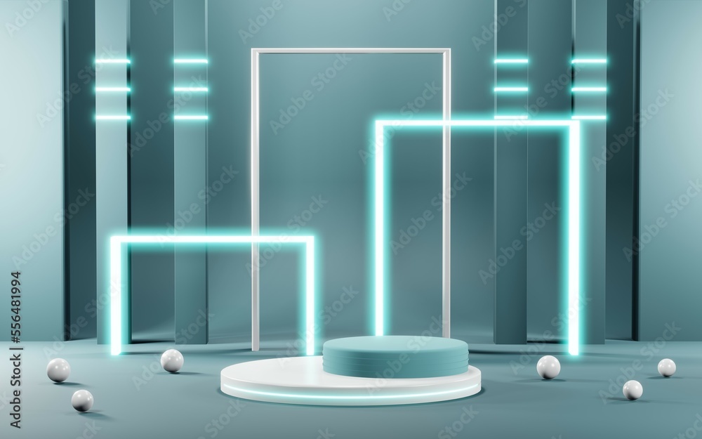 3D render of Podium background in blue tones for displaying cream products. cosmetics 3D render of Podium background in blue tones for displaying cream products. cosmetics