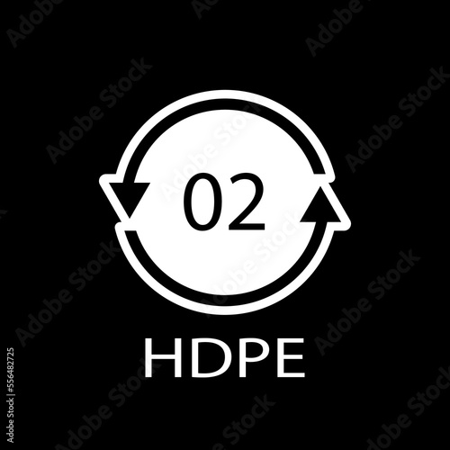 HDPE 02 recycling code symbol. Plastic recycling vector polyethylene sign.