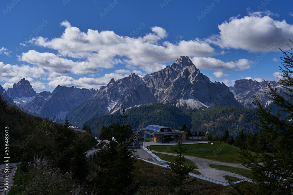 The beautiful mountain landscape of Dolomites in late summer - September 2022