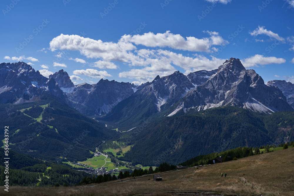 The beautiful mountain landscape of Dolomites in late summer - September 2022