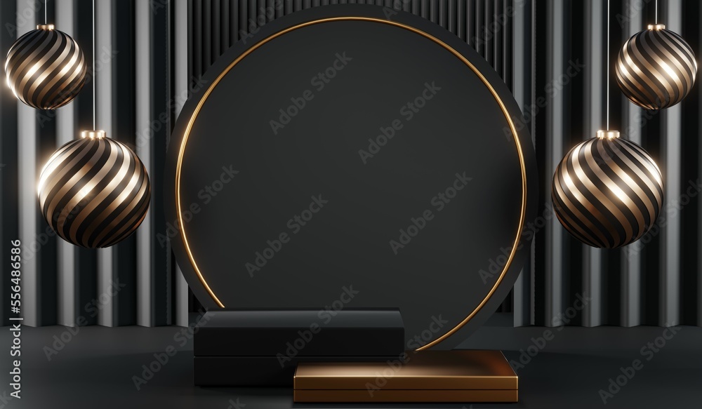 3D rendering of blank product background for cream cosmetics Modern black podium background 3D rendering of blank product background for cream cosmetics Modern black podium background