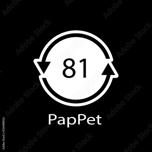 Paper (cardboard). Recycling codes 81 PapPet. Composite materials sign. Vector illustration