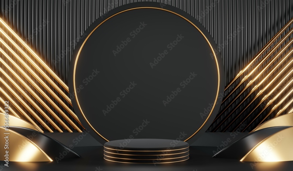 3D rendering of blank product background for cream cosmetics Modern black podium background 3D rendering of blank product background for cream cosmetics Modern black podium background
