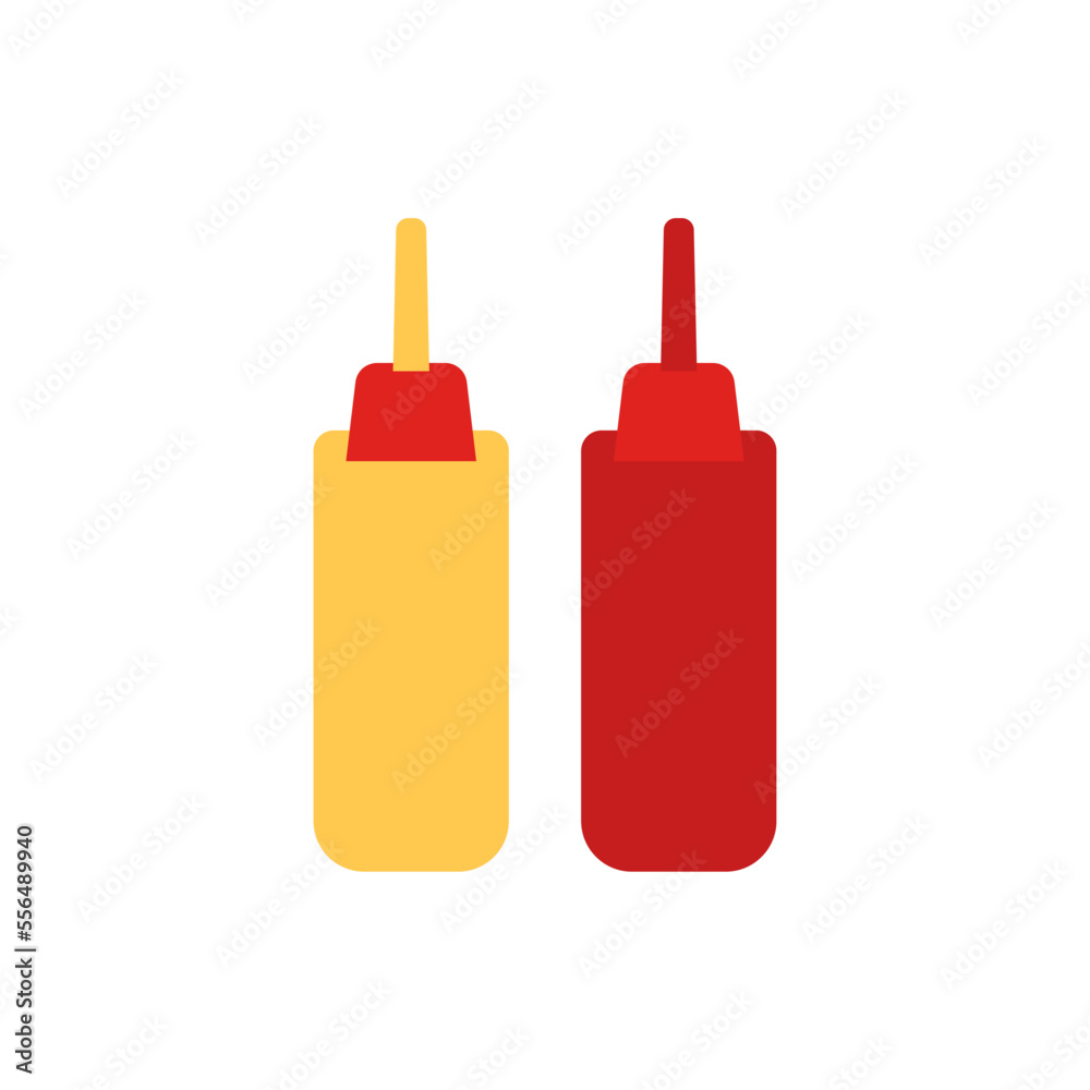 mayonnaise and ketchup in bottle flat design vector illustration mayonnaise and ketchup in bottle flat design vector illustration