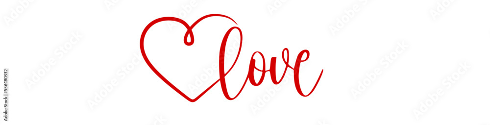 LOVE hand lettering banner with heart. vector illustration LOVE hand lettering banner with heart. vector illustration