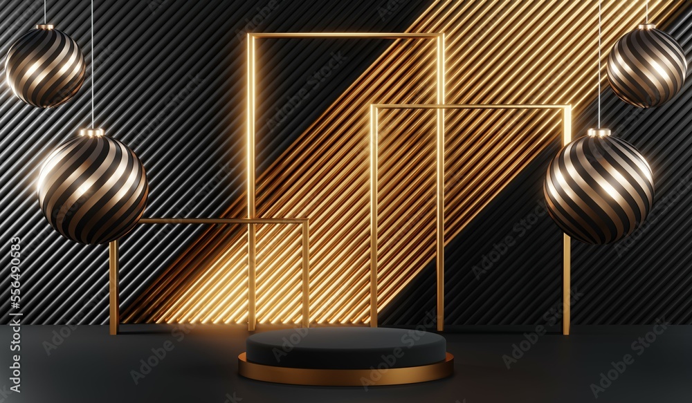 3D rendering of blank product background for cream cosmetics Modern black podium background 3D rendering of blank product background for cream cosmetics Modern black podium background