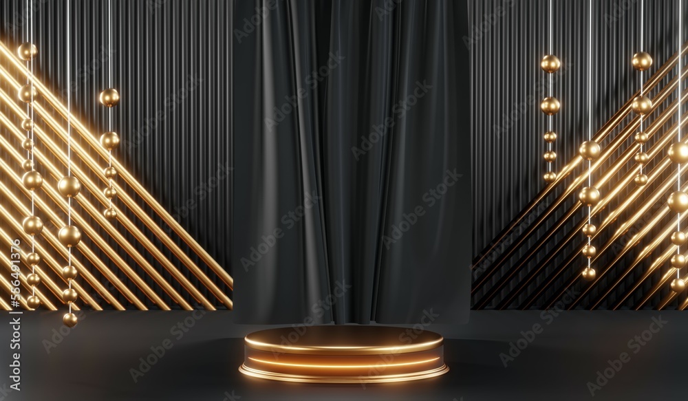 3D rendering of blank product background for cream cosmetics Modern black podium background 3D rendering of blank product background for cream cosmetics Modern black podium background