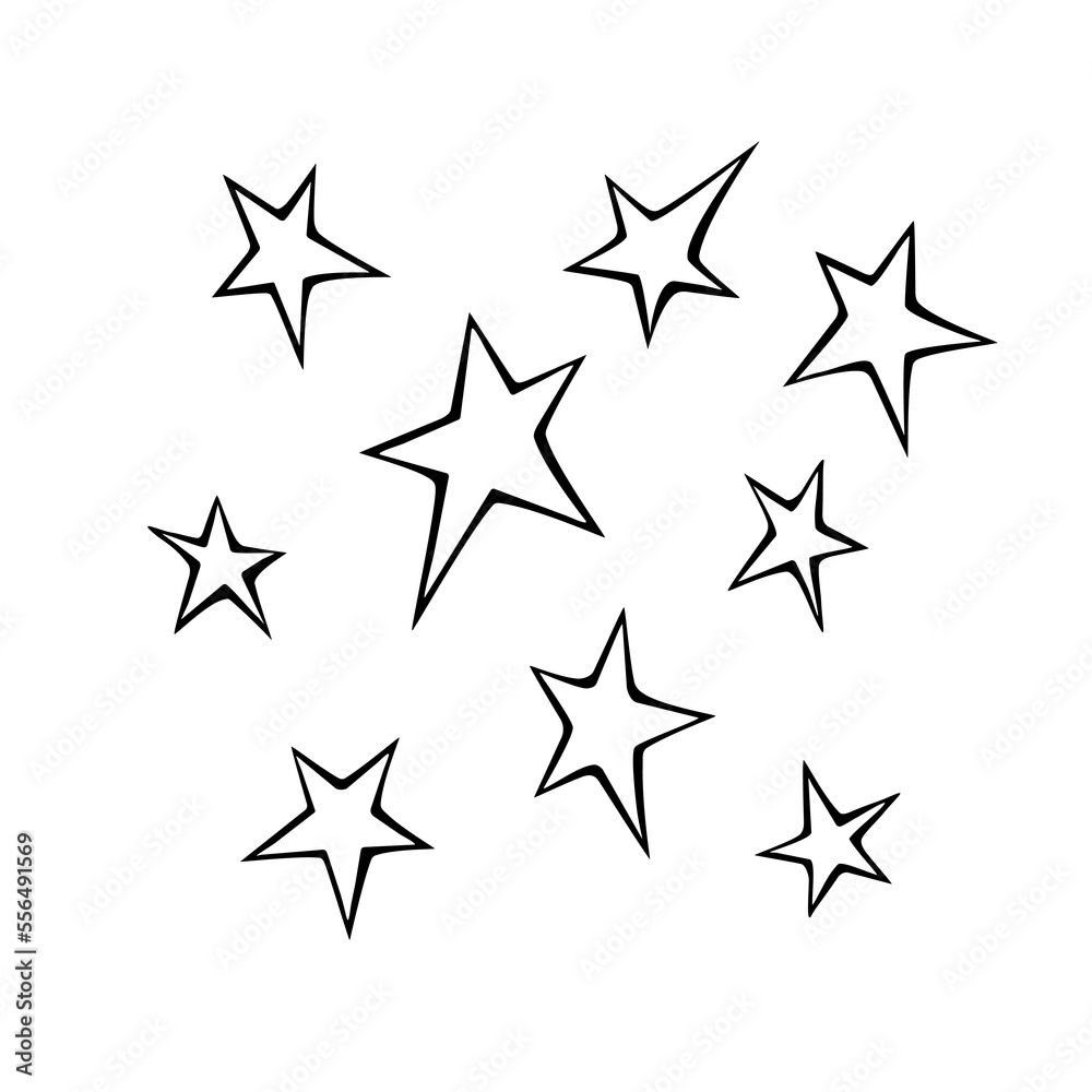 Set of stars icon. Design elements, clip arts on the theme of night sky, UFO, space. Doodle vector illustration. Set of stars icon. Design elements, clip arts on the theme of night sky, UFO, space. Doodle vector illustration.