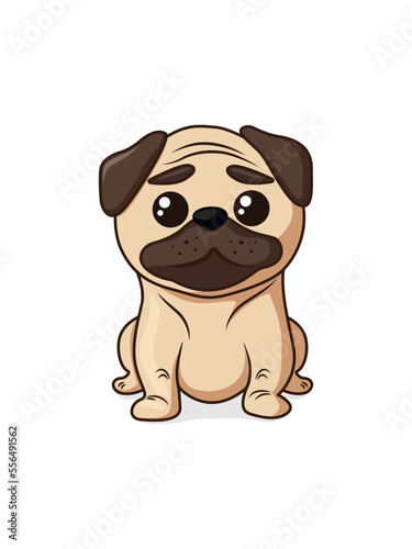 Cute and funny cartoon Pug. isolated vector art.