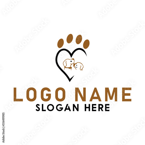 Unique dog foot sign logo design with vector format.