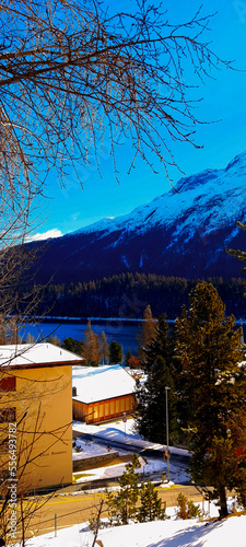 mountains with snow in the cold in Switzerland