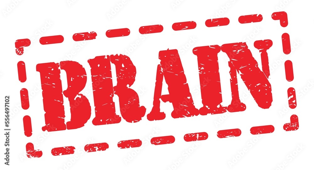 BRAIN text written on red stamp sign. BRAIN text written on red stamp sign.