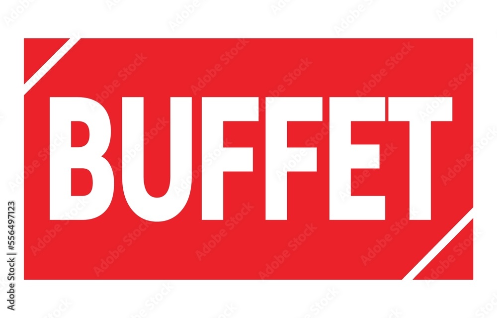 BUFFET text written on red stamp sign. BUFFET text written on red stamp sign.