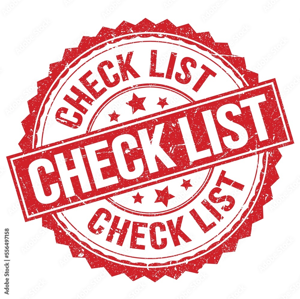 CHECK LIST text on red round stamp sign CHECK LIST text on red round stamp sign