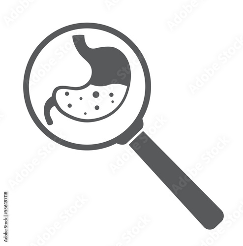 stomach with magnifying glass
