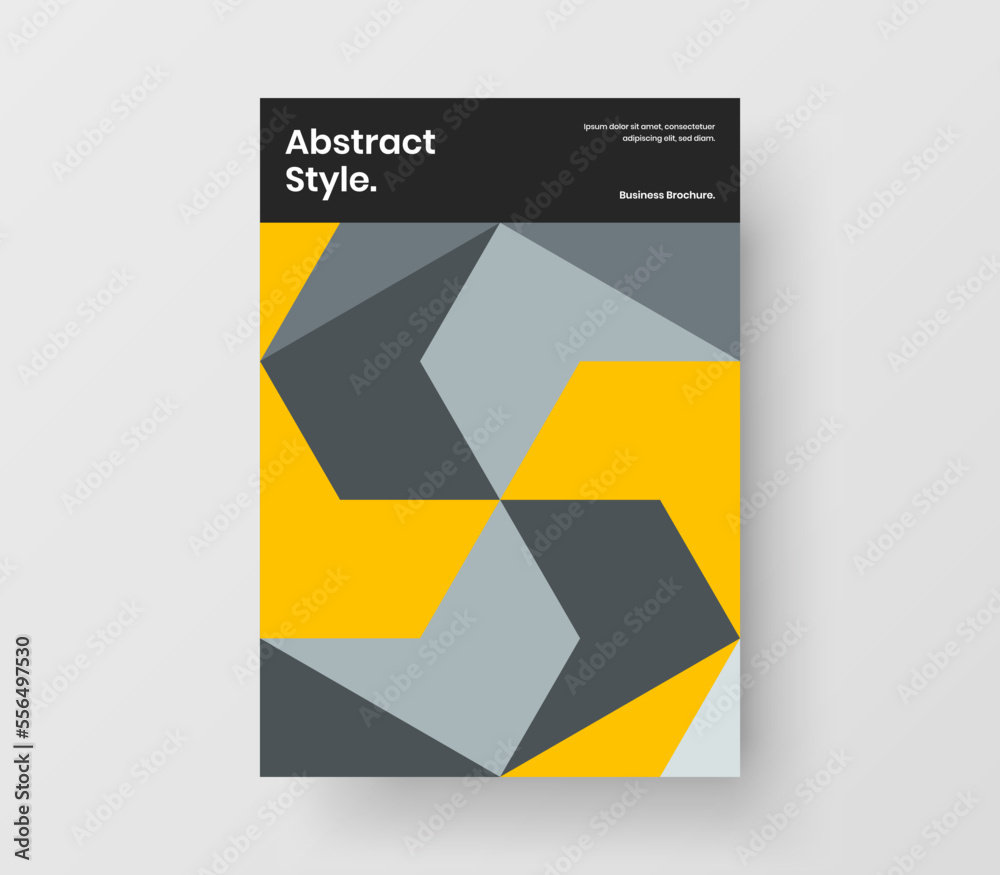 Multicolored geometric pattern booklet illustration. Unique magazine cover A4 design vector concept. Multicolored geometric pattern booklet illustration. Unique magazine cover A4 design vector concept.